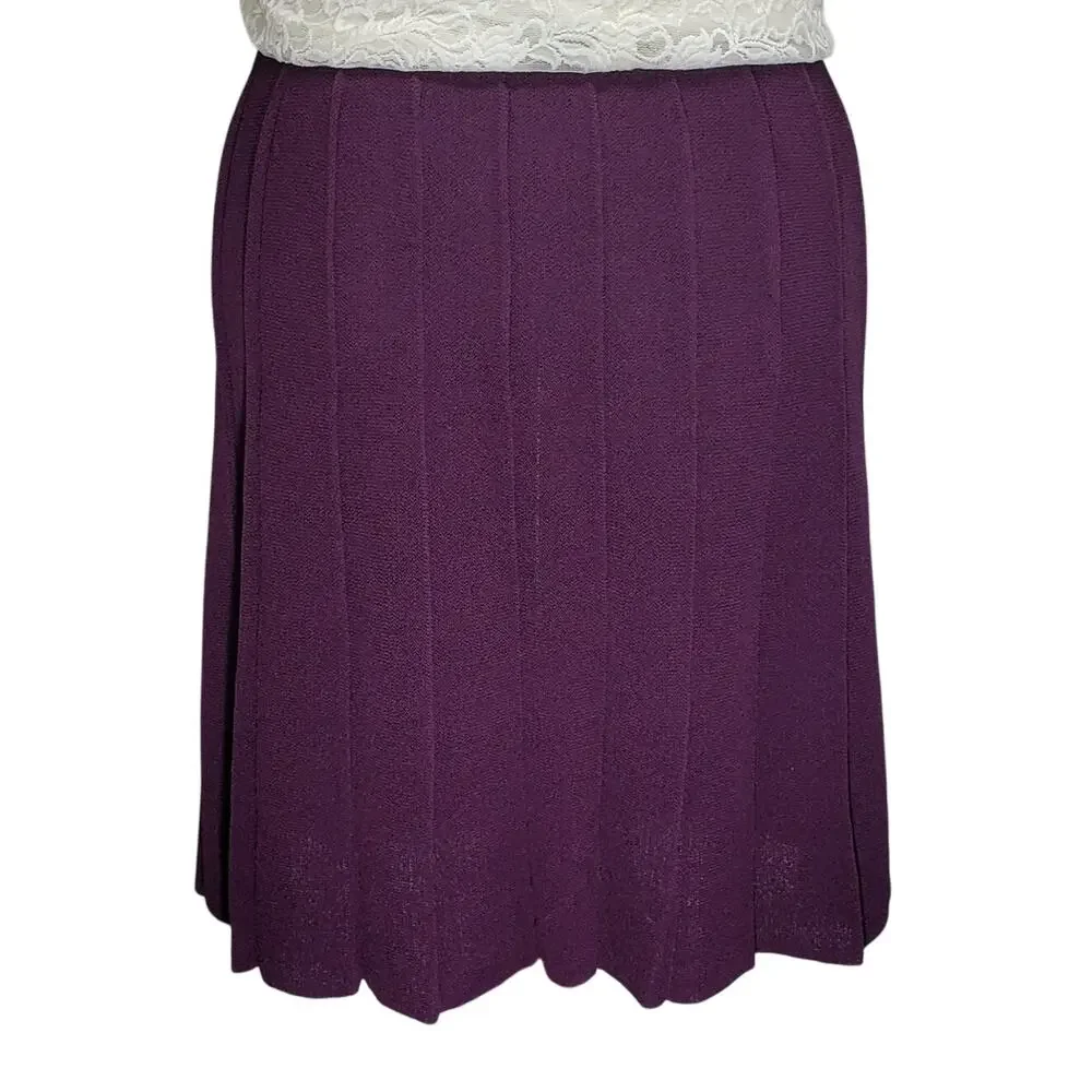 Dark Purple Pleated Midi Skirt XL | Dark Academia Modest Office Wear